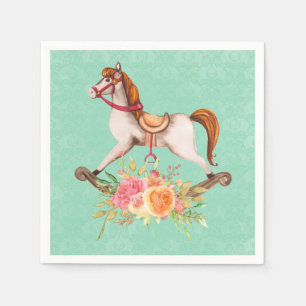  Rocking Horse met Floral Bouquet Servet