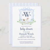 Rocking Horse Monogram Grandmillennial Baby shower Kaart (Voorkant / Achterkant)