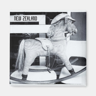 Rocking Horse, New Zealand BW (Fridge Magnet) Magneet