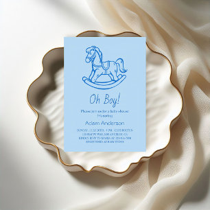Rocking Horse Oh Boy Baby shower   Elegant & Schat Kaart