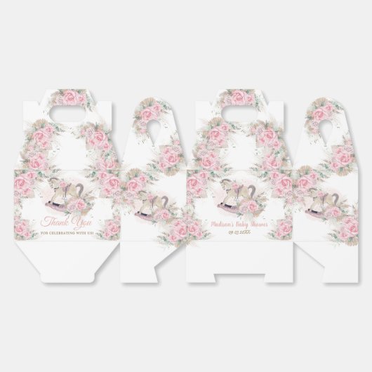Rocking Horse Pampas Baby Roze Bloemen Bedankdoosjes (Ongevouwen)