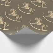  Rocking Horse Pattern Sepia Cadeaupapier (Hoek)