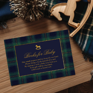 Rocking Horse Plaid Baby Shower Books for Baby Informatiekaartje