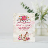  Rocking Horse & Poinsettia Kerstfeest Briefkaart (Staand voorkant)