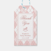 Rocking Horse  Roze Argyle Dank u Cadeaulabel (Voorkant)