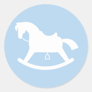 Rocking Horse Silhouette Baby shower Sticker Blauw