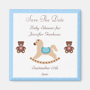 Rocking Horse & Teddies Save The Date Baby shower Magneet