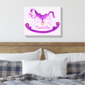Rocking horse toevoegen jouw naam paarse kinderkam canvas afdruk (Insitu (Slaapkamer))