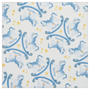 Rocking paard blauwe jongens naam kinderkamer stof