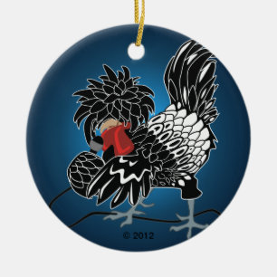 Rocking Poolse Crested Chicken Keramisch Ornament