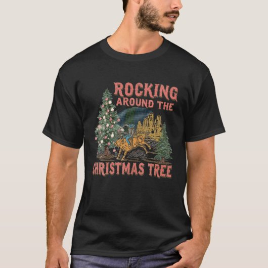 Rocking rond de kerstboom Cowboy Koe Boerderij T-shirt (Voorkant)