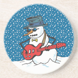 Rocking Snowman die gitaar speelt Zandsteen Onderzetter