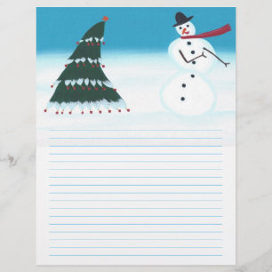 Rocking Snowman en Tree Kerstmis Letterhead