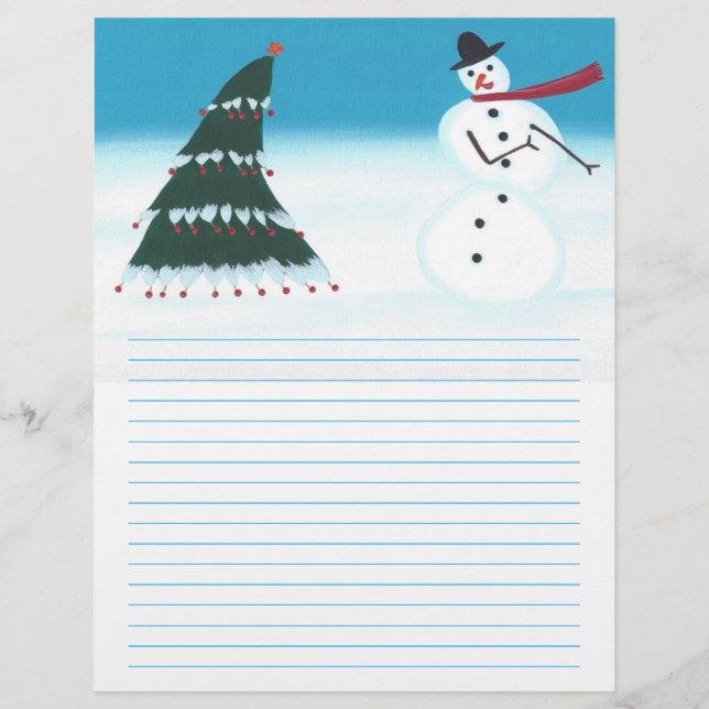 Rocking Snowman en Tree Kerstmis Letterhead (Voorkant)