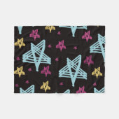 Rocking Stars Roze Blauw Zwart  Fleece Deken (Voorkant (Horizontaal))