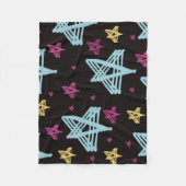 Rocking Stars Roze Blauw Zwart  Fleece Deken (Voorkant)