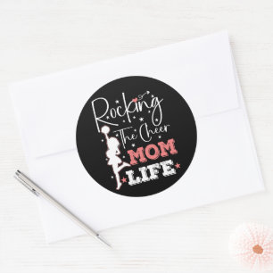 Rocking The Cheer Mom Life Funny Cheerleader Funny Ronde Sticker