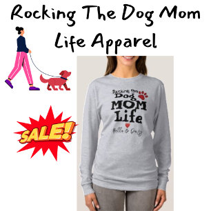 Rocking The Dog Mom Life HOND NAAM Poot Print Hart T-shirt