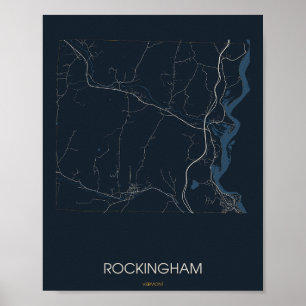 Rockingham, Vermont Plan de rue Poster (Nuit) –