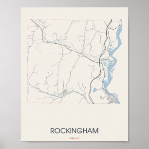 Rockingham, Vermont Poster de plan de rue –