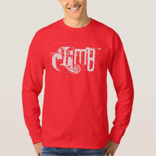 Rockklimmer in de letter i in het woord klimmen t-shirt