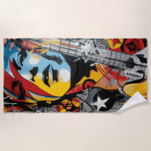 Rockmuziek Vrouw Gitaar Pop Art Straatstijl