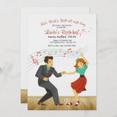 Rock'n Roll Dance Party Invitation Kaart (Voorkant / Achterkant)