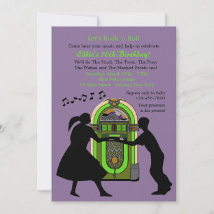 Rock'n Roll Party Invitation Kaart