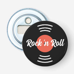 Rock'n Roll Round vinyl muziekrecord magnetisch Button Flesopener