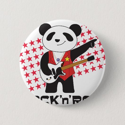 ROCK'n'ROLL PANDA Ronde Button 5,7 Cm (Voorkant)