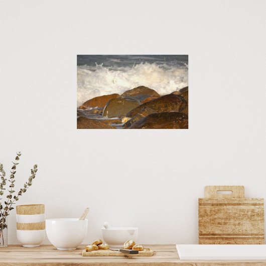Rocks and Waves in Rhode Island Poster (Cuisine)