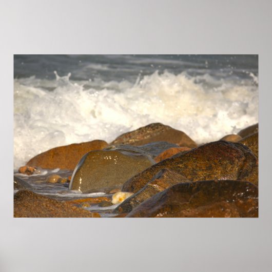 Rocks and Waves in Rhode Island Poster (Devant)