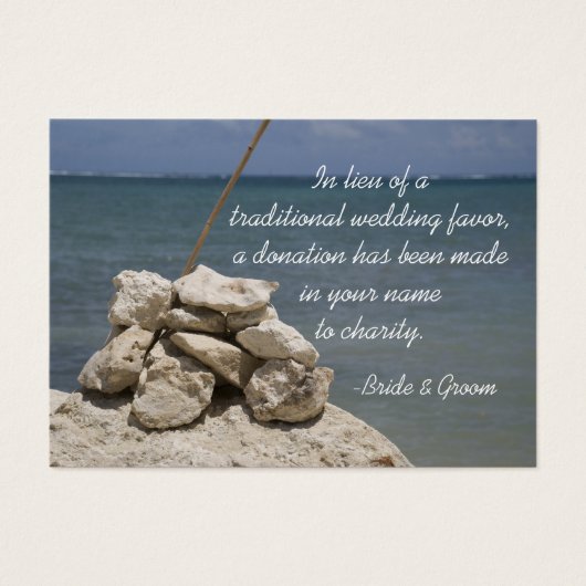 Rocks on Beach Wedding Charity Favor Kaart (Voorkant)
