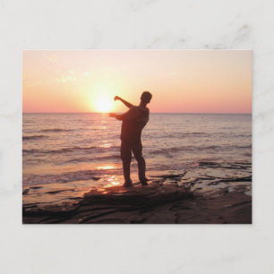 Rocks overslaan naar de zonsondergang briefkaart