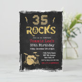 Rocks Rock Star Birthday Invitation Kaart (Staand voorkant)