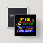 Rocks Spectrum Autism Son Vierkante Button 5,1 Cm (Voorkant /achterkant)