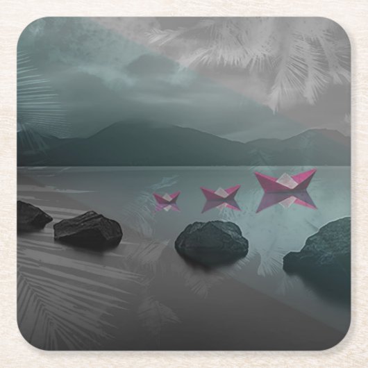 Rocks Vierkante Kartonnen Onderzetter (Voorkant)