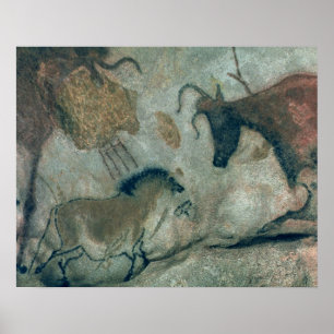 Rockschilderij met een paard en een koe, c.17000 B Poster