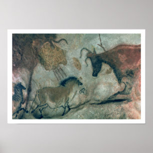 Rockschilderij met een paard en een koe, c.17000 B Poster