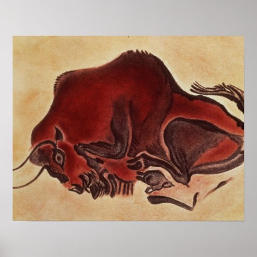 Rockschilderij van een bizon, wijlen Magdalenian Poster (Voorkant)
