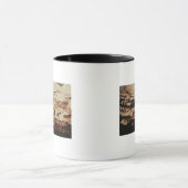 Rockschilderij van een leapende koe mok (Midden)