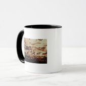 Rockschilderij van een leapende koe mok (Voorkant links)