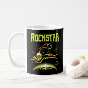Rockstar astronaut die gitaar speelt in de ruimte koffiemok