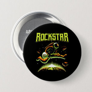 Rockstar astronaut die gitaar speelt in de ruimtek ronde button 7,6 cm