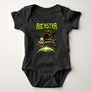 Rockstar astronaut gitaar spelend in de ruimte romper