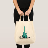 Rockstar Damask Guitar Bag, Turquoise Tote Bag (Voorkant (product))
