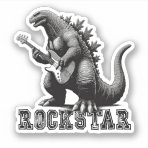 Rockstar dinosaurus draak sticker
