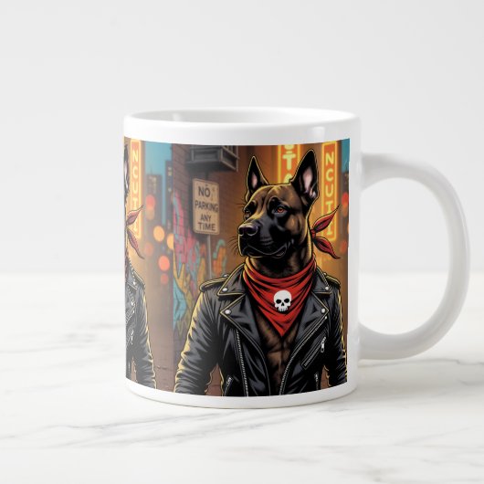 Rockstar Dog Mug – Biker Dog with Leather Jacket a (Droite)