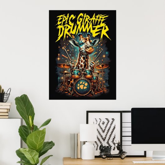Rockstar Giraffe Poster - Muziekkamer Decoratie Ca (Thuiskantoor)