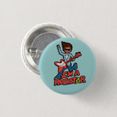 Rockstar gitarboy blauwe knop ronde button 3,2 cm (Voorkant /achterkant)